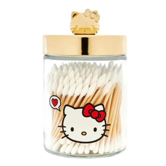 Hello Kitty Chic Reusable Matte Gold Jar Precision Cotton Swabs and Pads - Picture 2 of 9